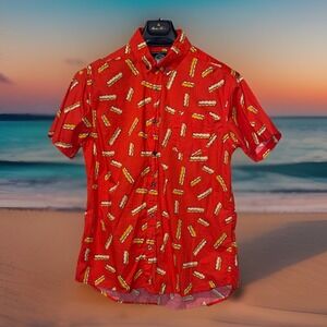 Five Points Slim Fit Flex Shirt Men M Crinkle Cut French Fries Short Sleeve